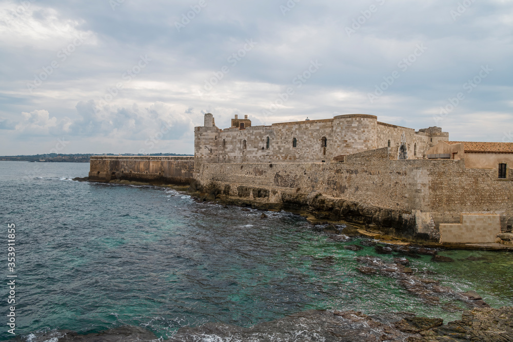 Old Maniace's Castle (faro del castello Maniace) in Ortigia (Ortygia) island in Siracusa in Sicily