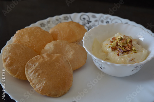 Shrikhand-puri, Indian delicacy