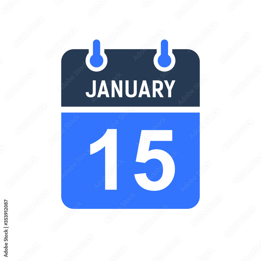 January 15 Calendar Date Icon, Event Date Icon, Calendar Date, Icon Design Vector Graphic January 15 Calendar Date Icon, Event Date Icon, Calendar Date, Icon Design Vector Graphic