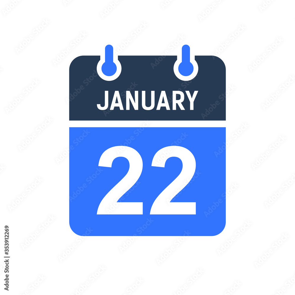 January 22 Calendar Date Icon, Event Date Icon, Calendar Date, Icon Design Vector Graphic January 22 Calendar Date Icon, Event Date Icon, Calendar Date, Icon Design Vector Graphic