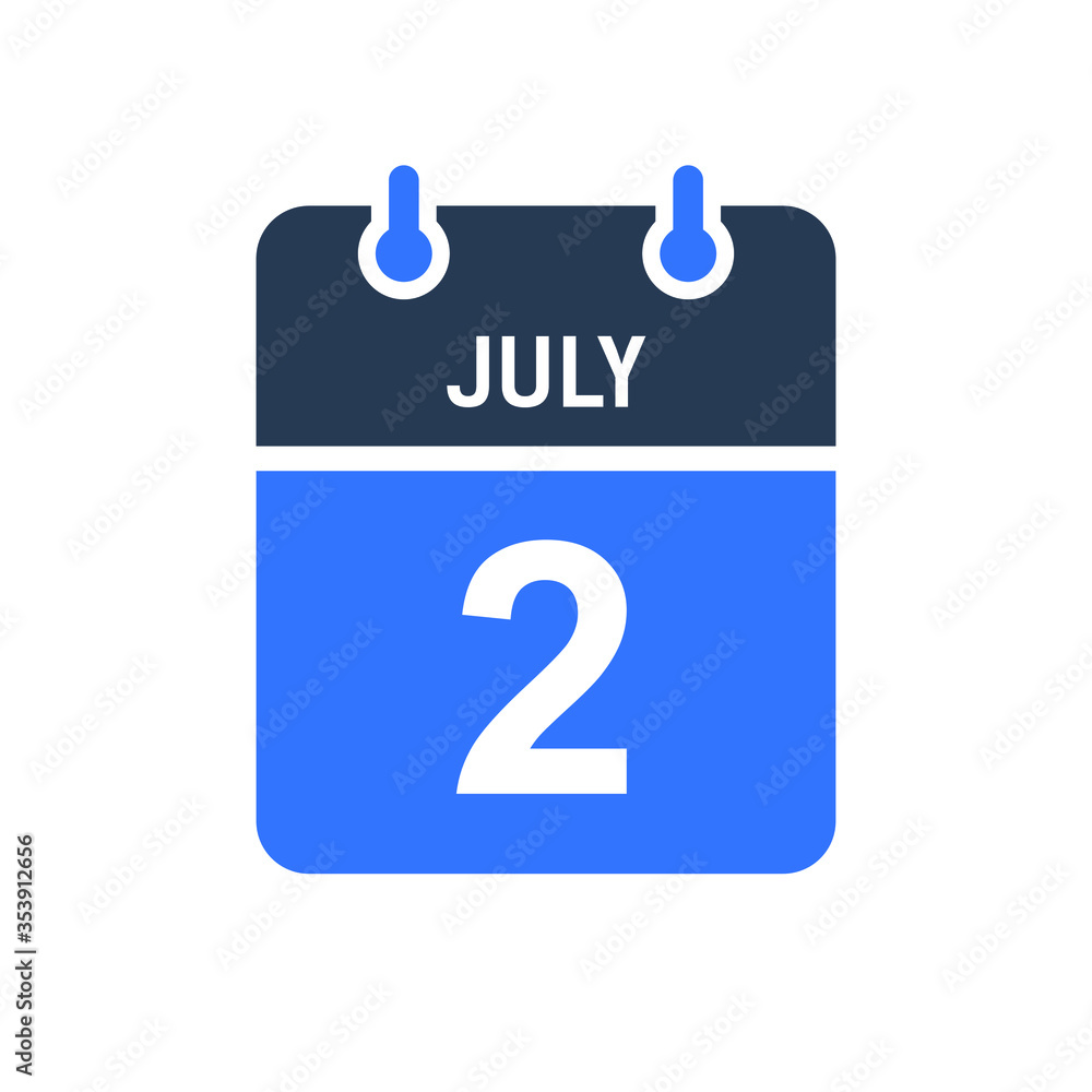 July 2 Calendar Date Icon, Event Date Icon, Calendar Date, Icon Design Vector Graphic July 2 Calendar Date Icon, Event Date Icon, Calendar Date, Icon Design Vector Graphic