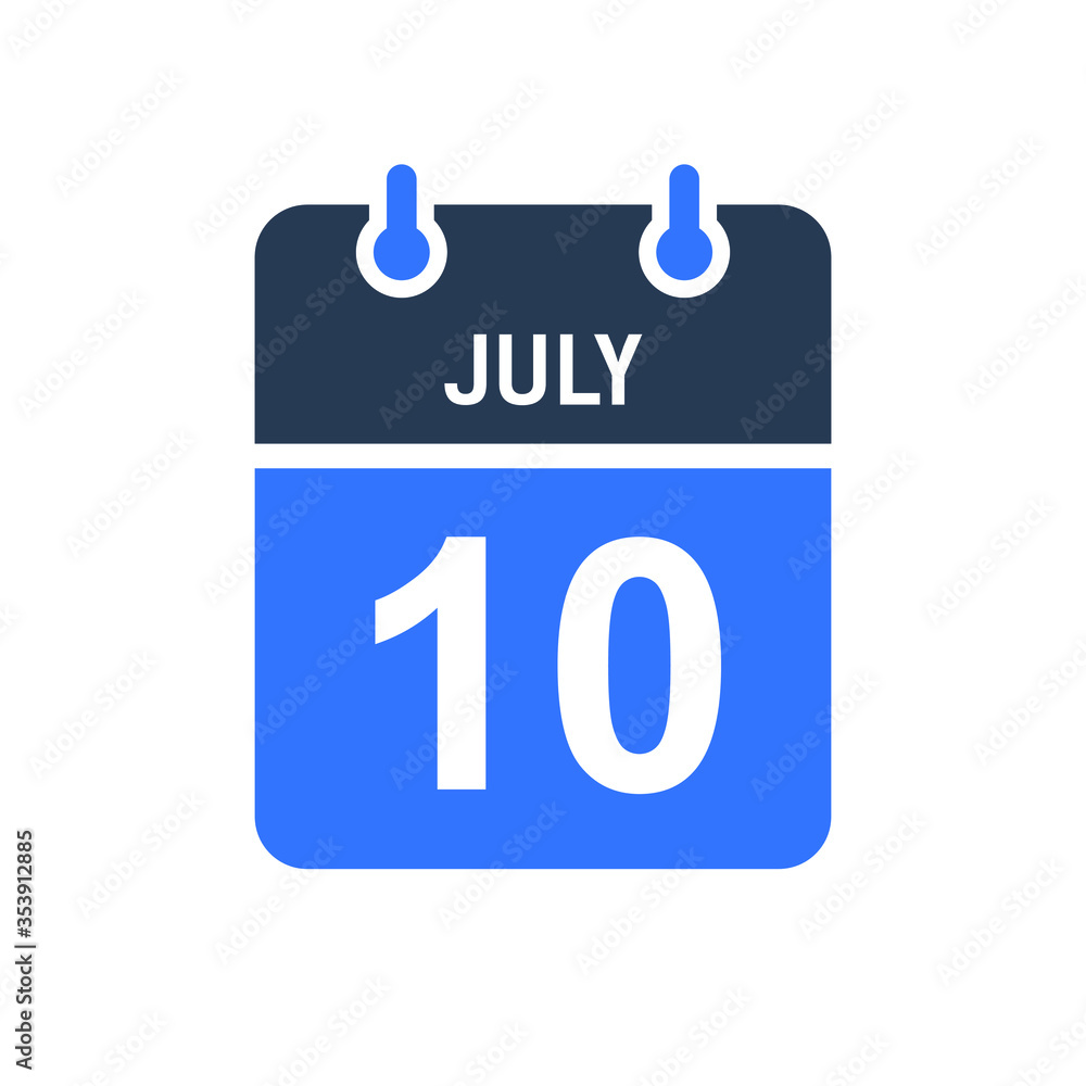 July 10 Calendar Date Icon, Event Date Icon, Calendar Date, Icon Design Vector Graphic July 10 Calendar Date Icon, Event Date Icon, Calendar Date, Icon Design Vector Graphic
