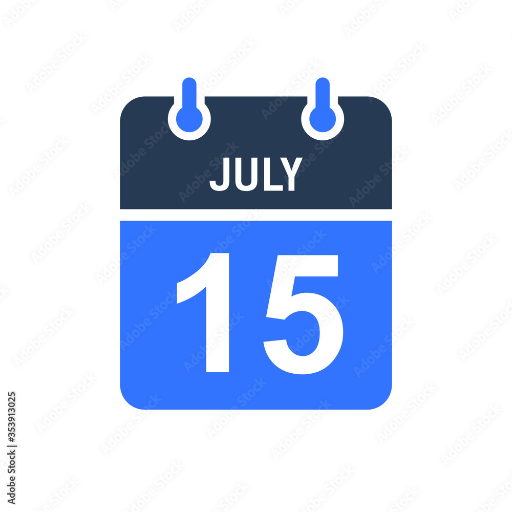 July 15 Calendar Date Icon, Event Date Icon, Calendar Date, Icon Design Vector Graphic July 15 Calendar Date Icon, Event Date Icon, Calendar Date, Icon Design Vector Graphic