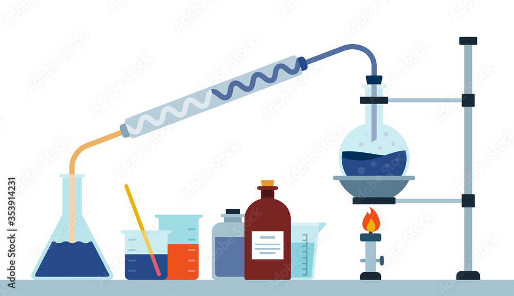 Chemical research laboratory vector illustration in flat style. Chemical research laboratory vector illustration in flat style.