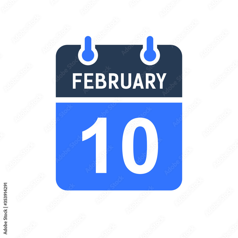 February 10 Calendar Date Icon, Event Date Icon, Calendar Date, Icon Design Vector Graphic February 10 Calendar Date Icon, Event Date Icon, Calendar Date, Icon Design Vector Graphic