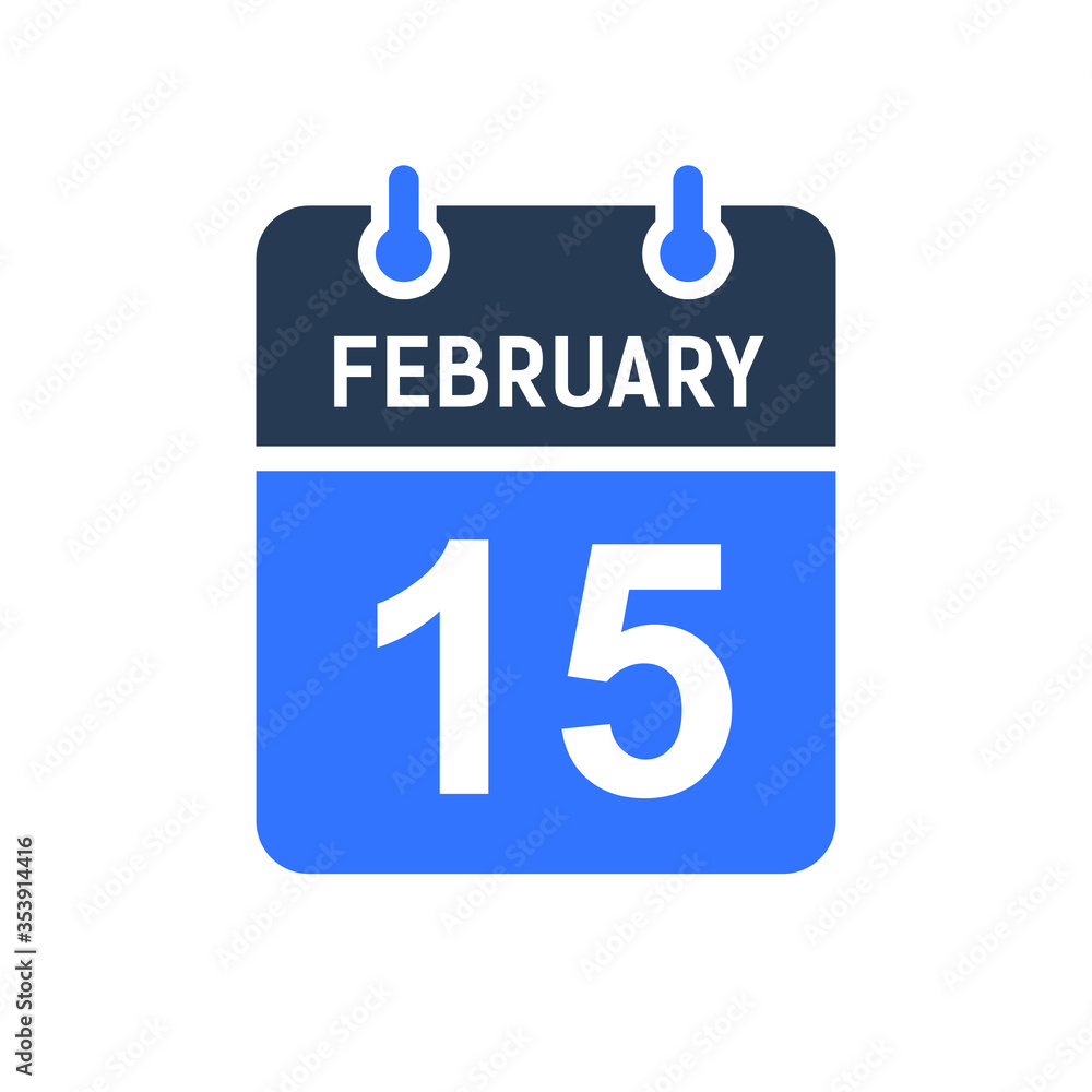 February 15 Calendar Date Icon, Event Date Icon, Calendar Date, Icon Design Vector Graphic February 15 Calendar Date Icon, Event Date Icon, Calendar Date, Icon Design Vector Graphic