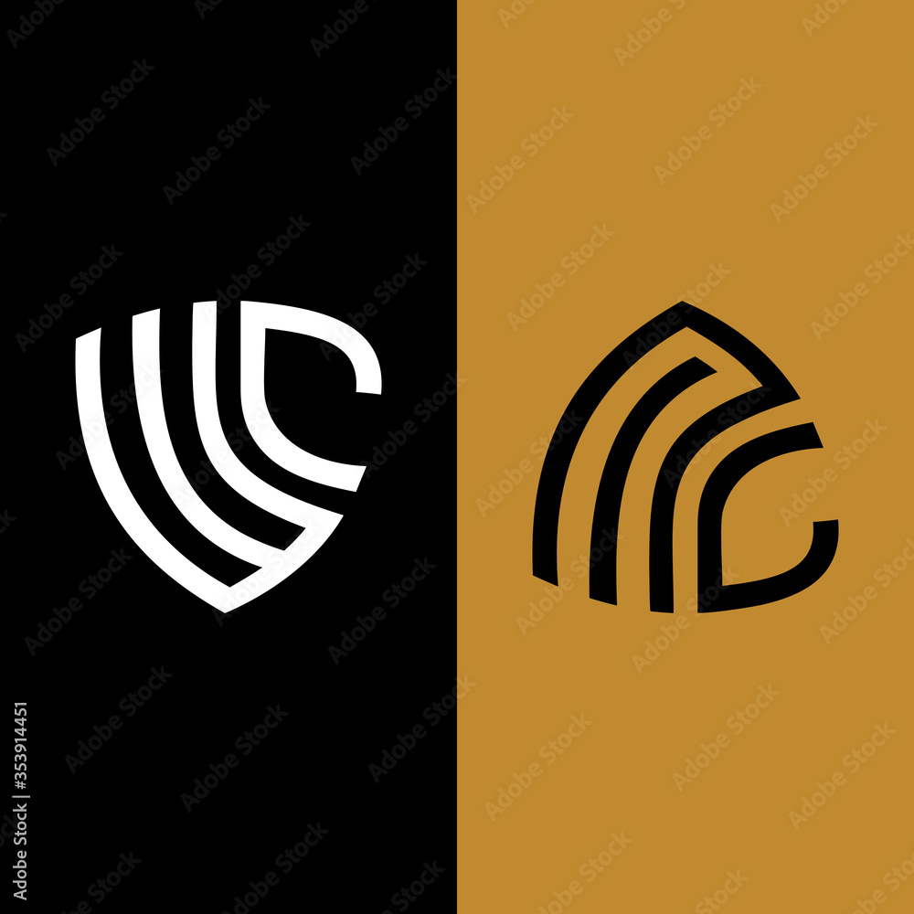 Letter WC or MC Shield Monogram Logo Vector Design Letter WC or MC Shield Monogram Logo Vector Design