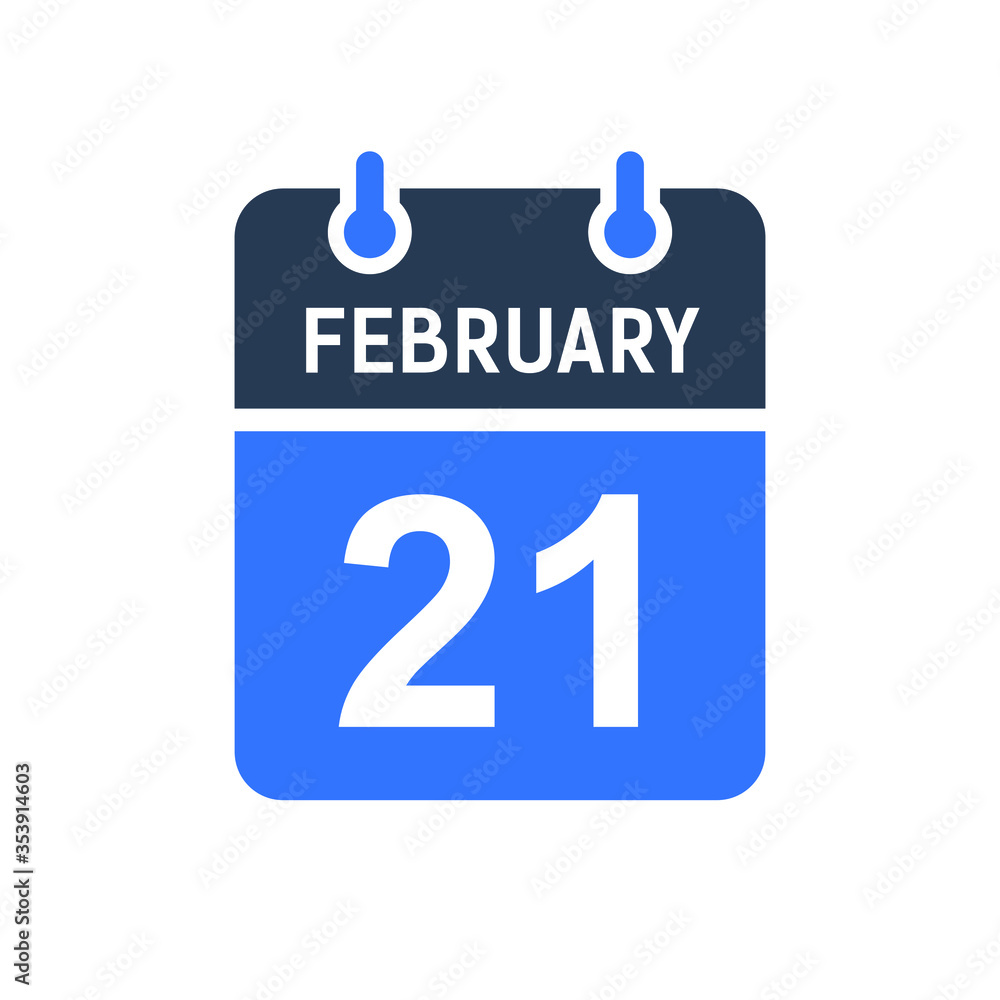 February 21 Calendar Date Icon, Event Date Icon, Calendar Date, Icon Design Vector Graphic February 21 Calendar Date Icon, Event Date Icon, Calendar Date, Icon Design Vector Graphic