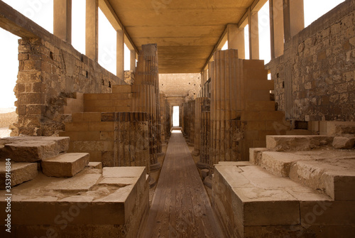 Pillars and chambers in the Roofed colonnade entrance of Step Pyramid complex