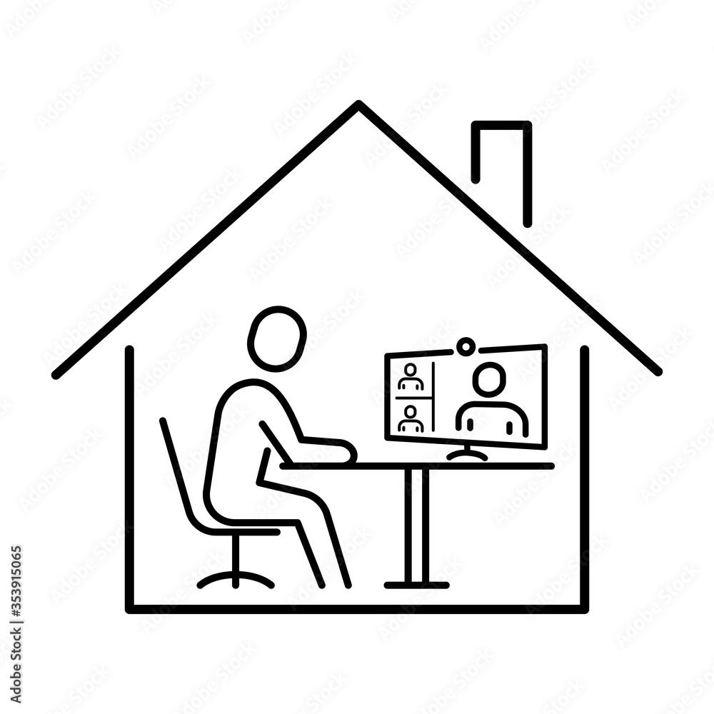Simple icon for remote work or online training Simple icon for remote work or online training