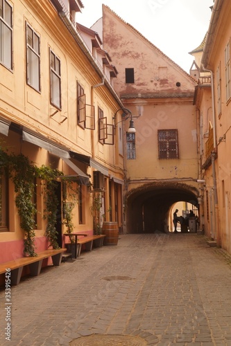 Old houses from the city of Brasov  Transylvania  Romania 