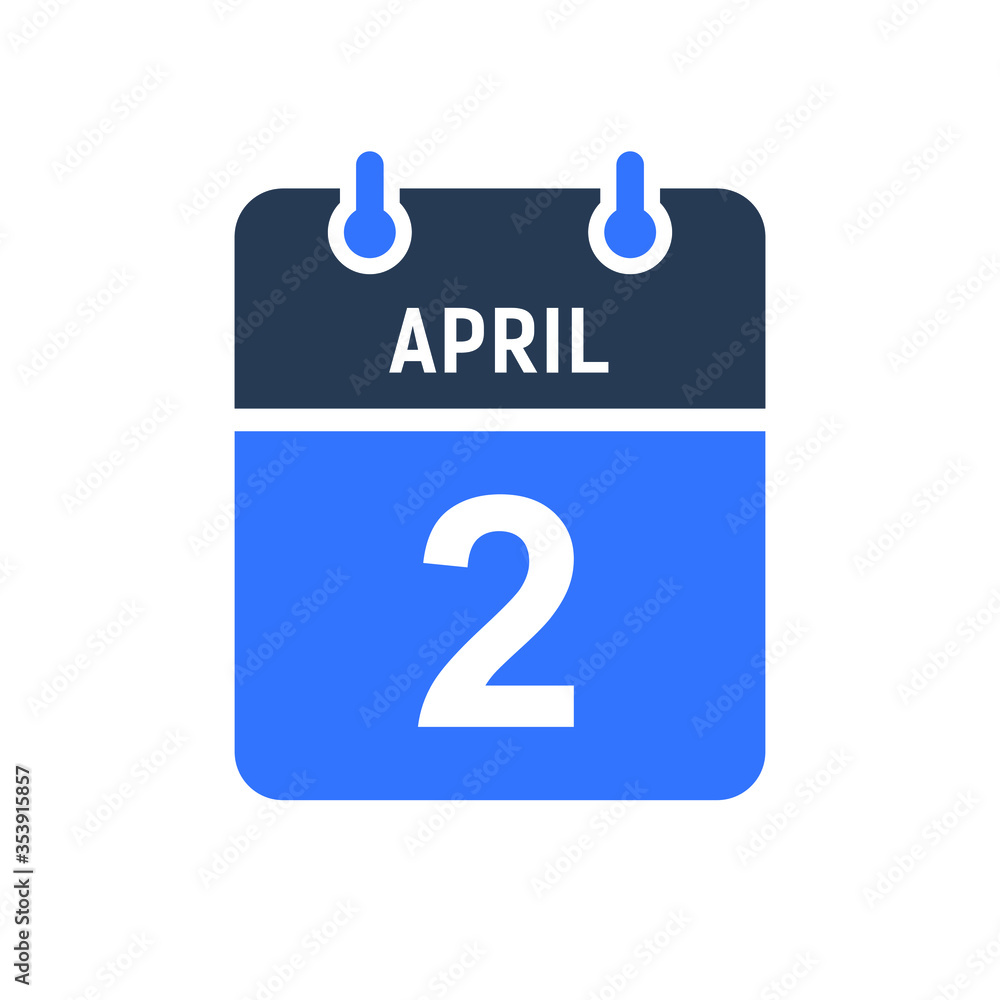 April 2 Calendar Date Icon, Event Date Icon, Calendar Date, Icon Design Vector Graphic April 2 Calendar Date Icon, Event Date Icon, Calendar Date, Icon Design Vector Graphic