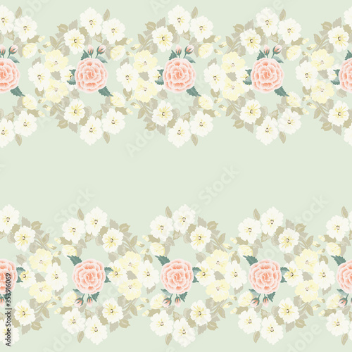 Cute plant border. Floral piece of garment print. Flower design for wallpapers, print, gift wrap and scrapbooking.