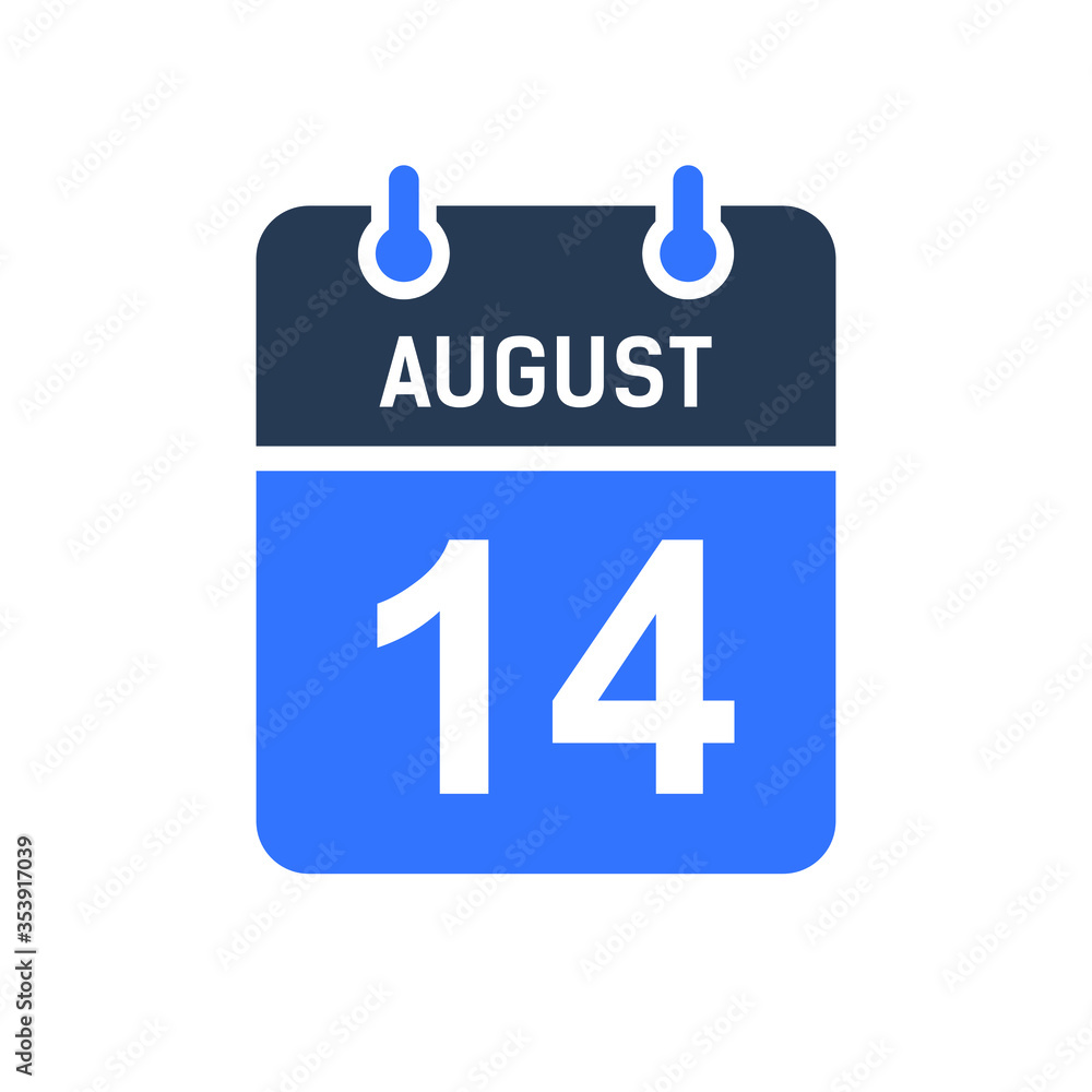 August 14 Calendar Date Icon, Event Date Icon, Calendar Date, Icon Design Vector Graphic August 14 Calendar Date Icon, Event Date Icon, Calendar Date, Icon Design Vector Graphic