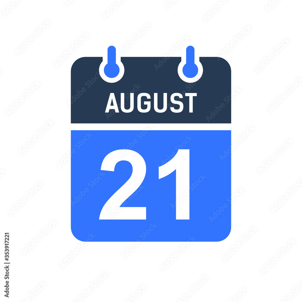 August 21 Calendar Date Icon, Event Date Icon, Calendar Date, Icon Design Vector Graphic August 21 Calendar Date Icon, Event Date Icon, Calendar Date, Icon Design Vector Graphic