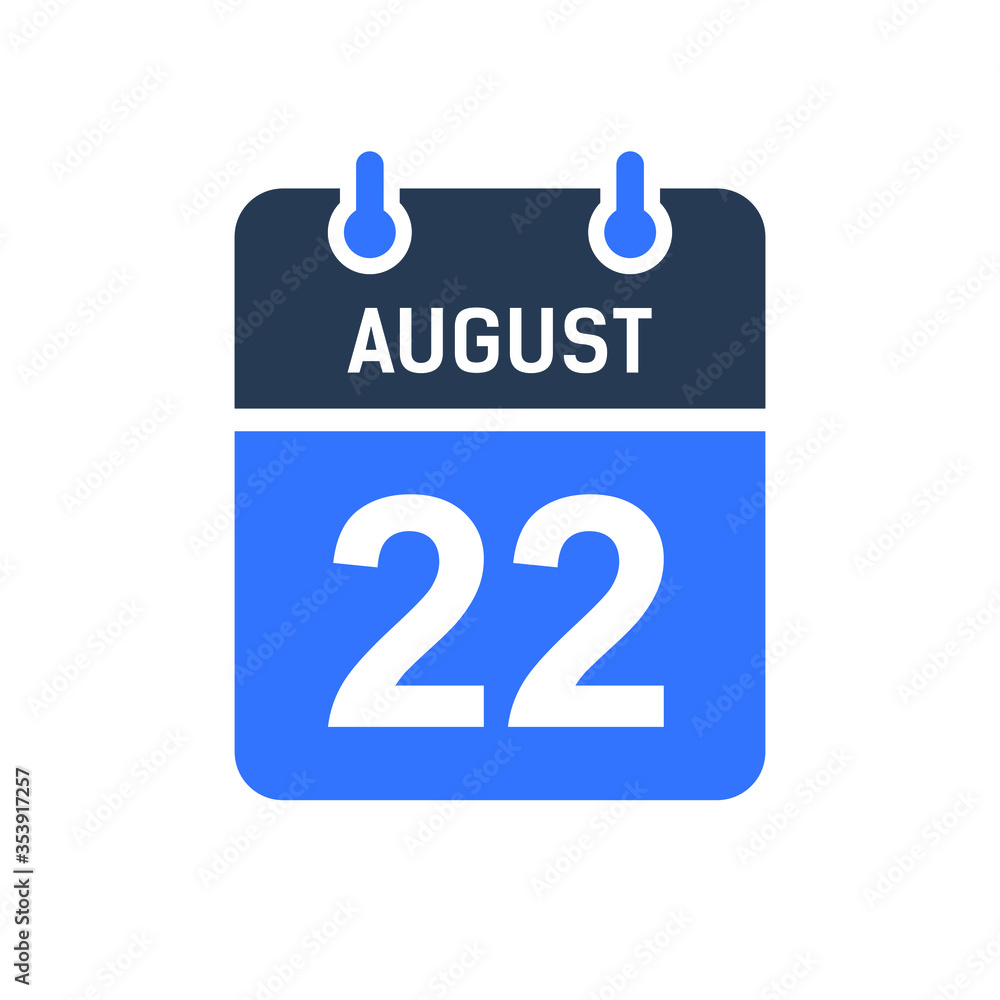 August 22 Calendar Date Icon, Event Date Icon, Calendar Date, Icon Design Vector Graphic August 22 Calendar Date Icon, Event Date Icon, Calendar Date, Icon Design Vector Graphic