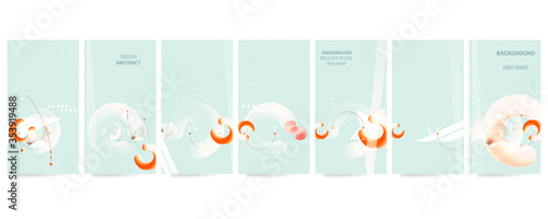 Elegant neo mint color pastel muted pale calm tones card templates set