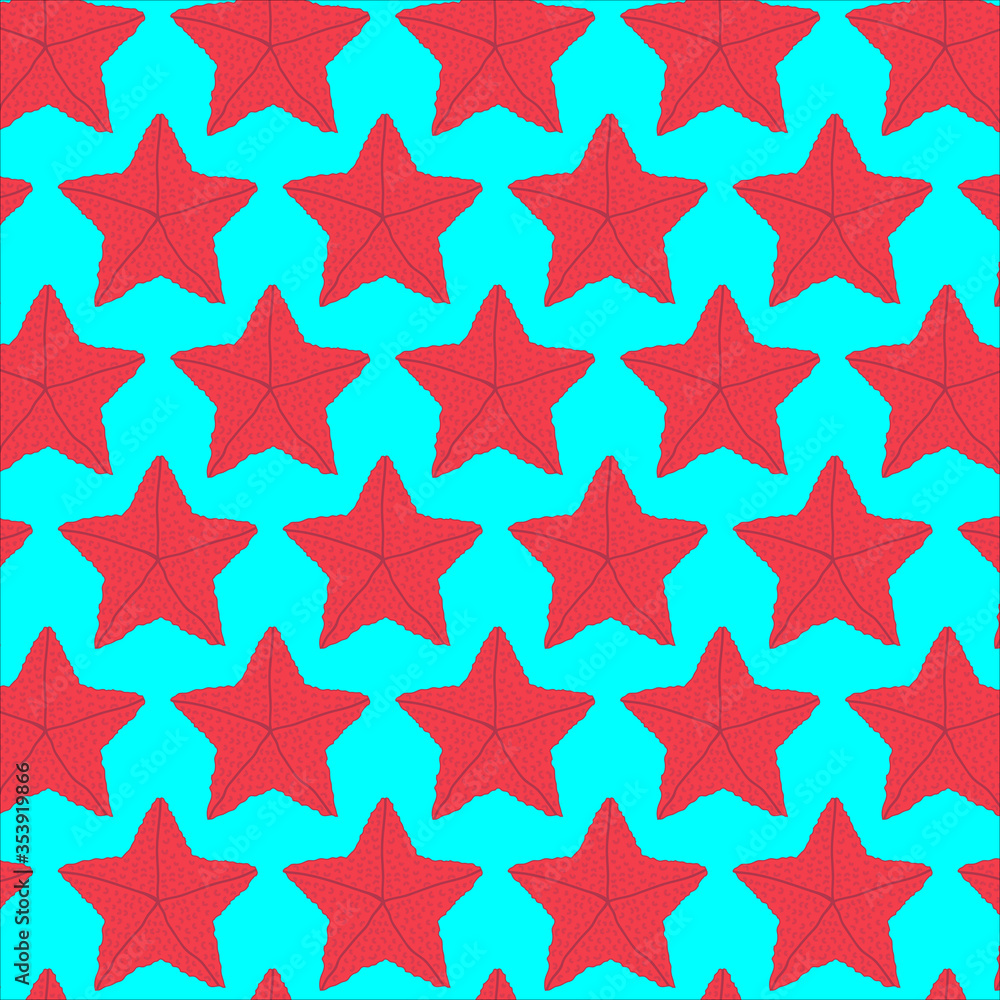 Red Vector illustration of starfish. Marine pattern. Suitable for packaging and application on textiles. Red Vector illustration of starfish. Marine pattern. Suitable for packaging and application on textiles.