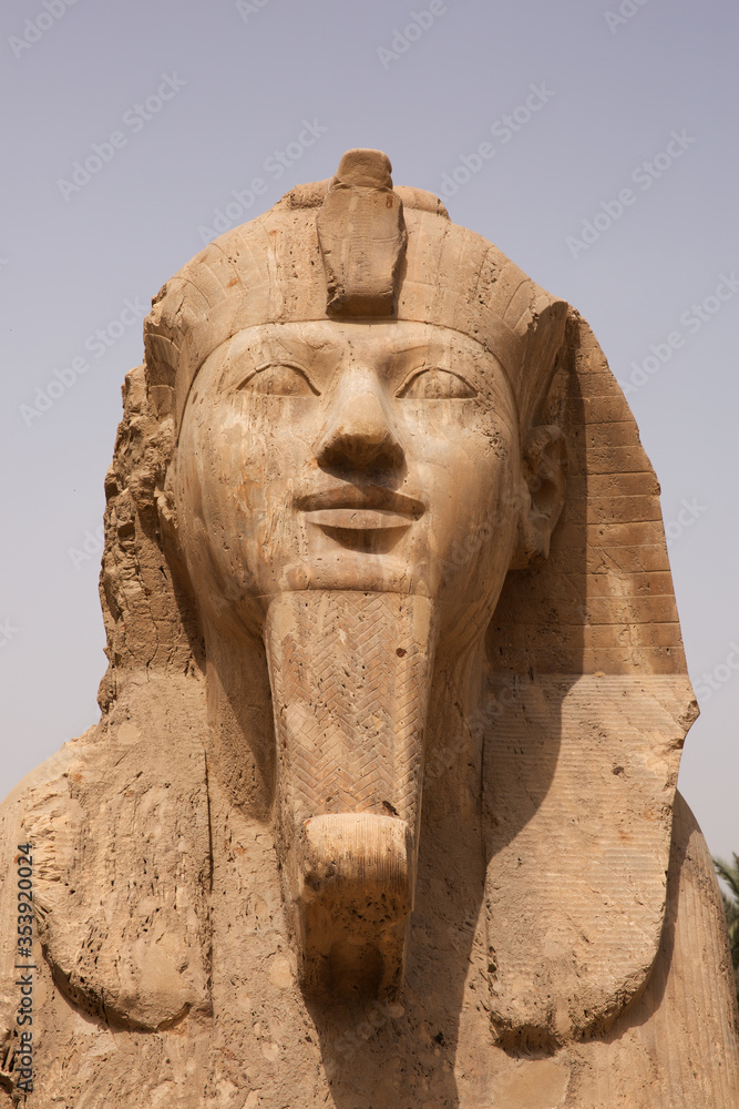 The closeup of Alabaster Sphinx in the open air Museum of Memphis
