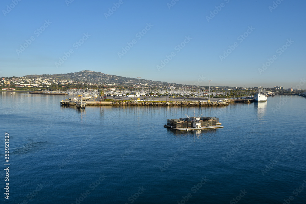 boats in the harbour, port of Los Andgeles,  Pacific ocean, USA