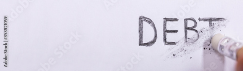 Photos Pencil Eraser Erasing Debt Word