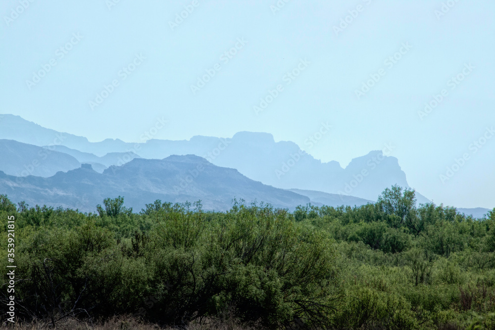 Fototapeta premium Desert landscape with distant mountains