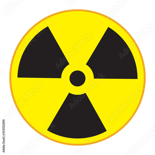 Radioactive yellow and black sign. Dangerous goods. Harmful waste