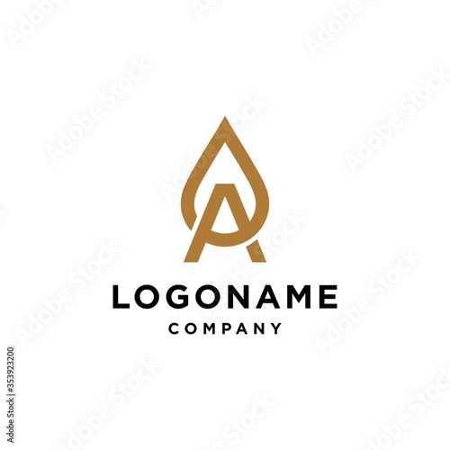 A letter initial logo logotype with droplet of water oil icon design for cosmetic or any beauty business