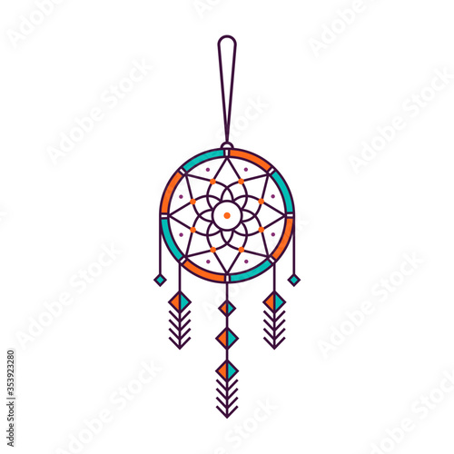 Dream catcher icon vector in linear style
