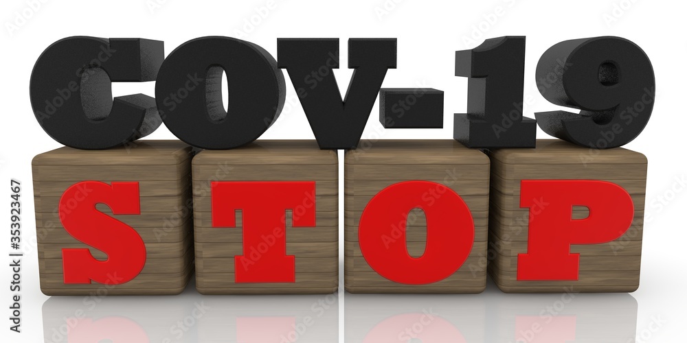 COV-19 STOP concept on wooden blocks COV-19 STOP concept on wooden blocks
