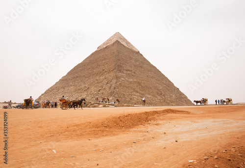GIZA  EGYPT  APRIL 20  Tourists visits the second largest Pyramids of Kahfre at Giza complex  Cairo  Egypt on April 20  2018