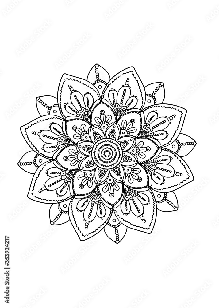 Hand-drawn ethnic mandala, Vector illustration background Hand-drawn ethnic mandala, Vector illustration background
