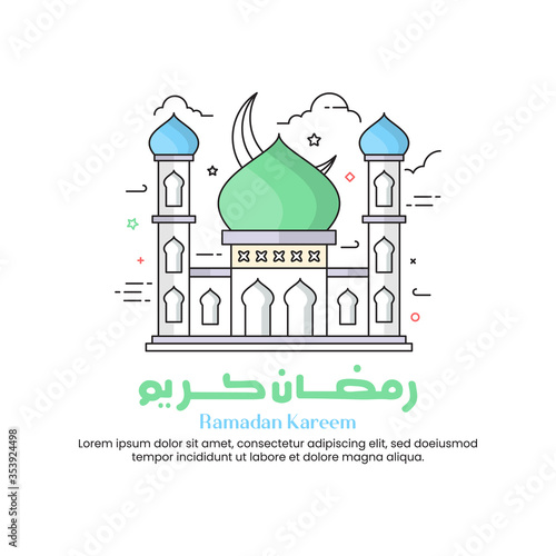 Modern Colored Line Ramadan Greetings With Mosque 