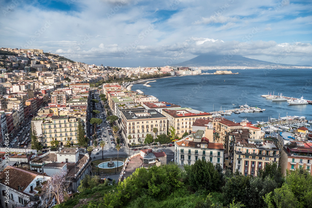 Cityscape of Naples and his gulf from Mergellina