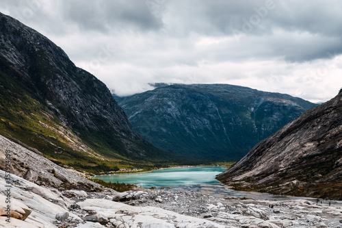 Landscape with glacier melt water.