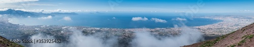 large aerial view of the Gulf of Naples from the Vesuvius volcano