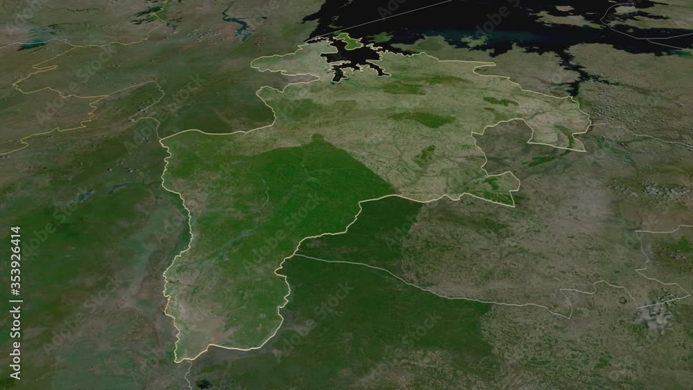 Geita, region with its capital, zoomed and extruded on the satellite map of Tanzania in the conformal Stereographic projection. Animation 3D Geita, region with its capital, zoomed and extruded on the satellite map of Tanzania in the conformal Stereographic projection. Animation 3D