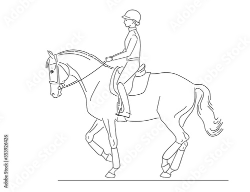 Fototapeta Naklejka Na Ścianę i Meble -  Training of a rider and her horse in piaffe