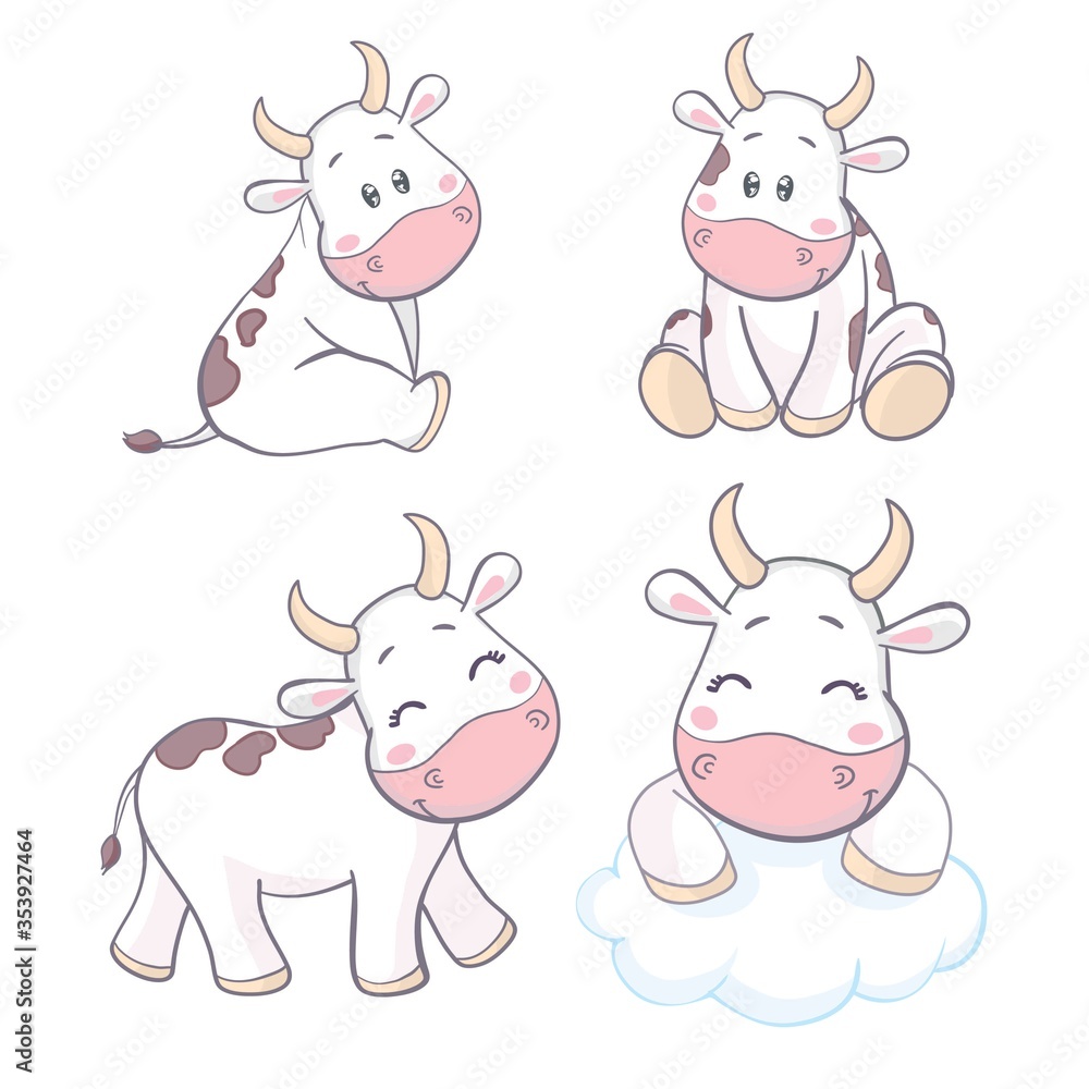 Cow Cute Character Cartoon Design