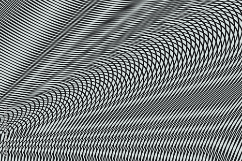 Abstract background for banners, postcards, posters. Thin lines are arranged in the form of waves. Black, white,blue, gray color.