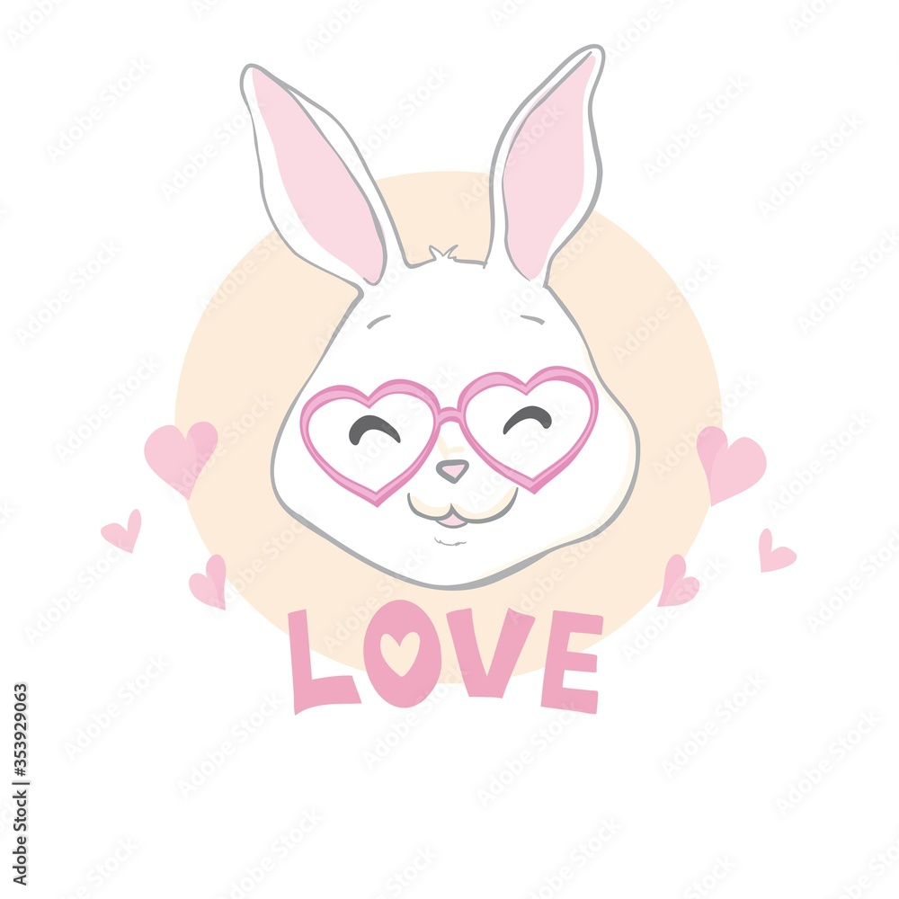 Valentines Day bunny rabbit with red heart that says