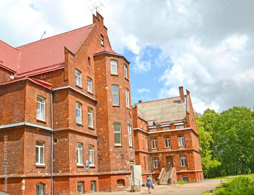Internal facade of the central city hospital (former House of the Poor, 1908). Sovetsk, Kaliningrad region