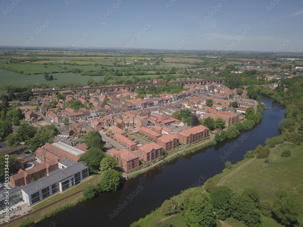 Obraz premium Drone photo of the North Yorkshire Town Of Yarm 