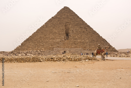 GIZA  EGYPT  APRIL 20  Tourists visits the Pyramid of Menkaure at Giza complex  Cairo  Egypt on April 20  2018