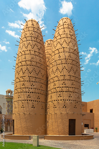 Katara Beach Islamic Mosque. Beautiful Arabian construction.