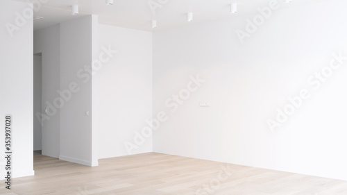 Wallpaper Mural 3D rendering of an empty room with decoration materials, stand or exhibition Torontodigital.ca