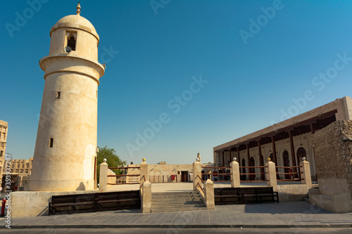 Souq Waqif Mosque in Doha. Islamic religion building. Sacred temple of Muslim faith.