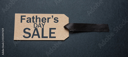 Fathers day SALE text on price tag, special offer promotion