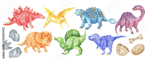 Set of colored dinosaurs