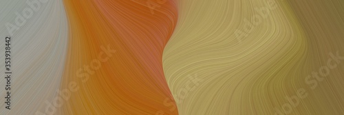abstract surreal designed horizontal header with sienna, rosy brown and dark khaki colors. fluid curved flowing waves and curves for poster or canvas